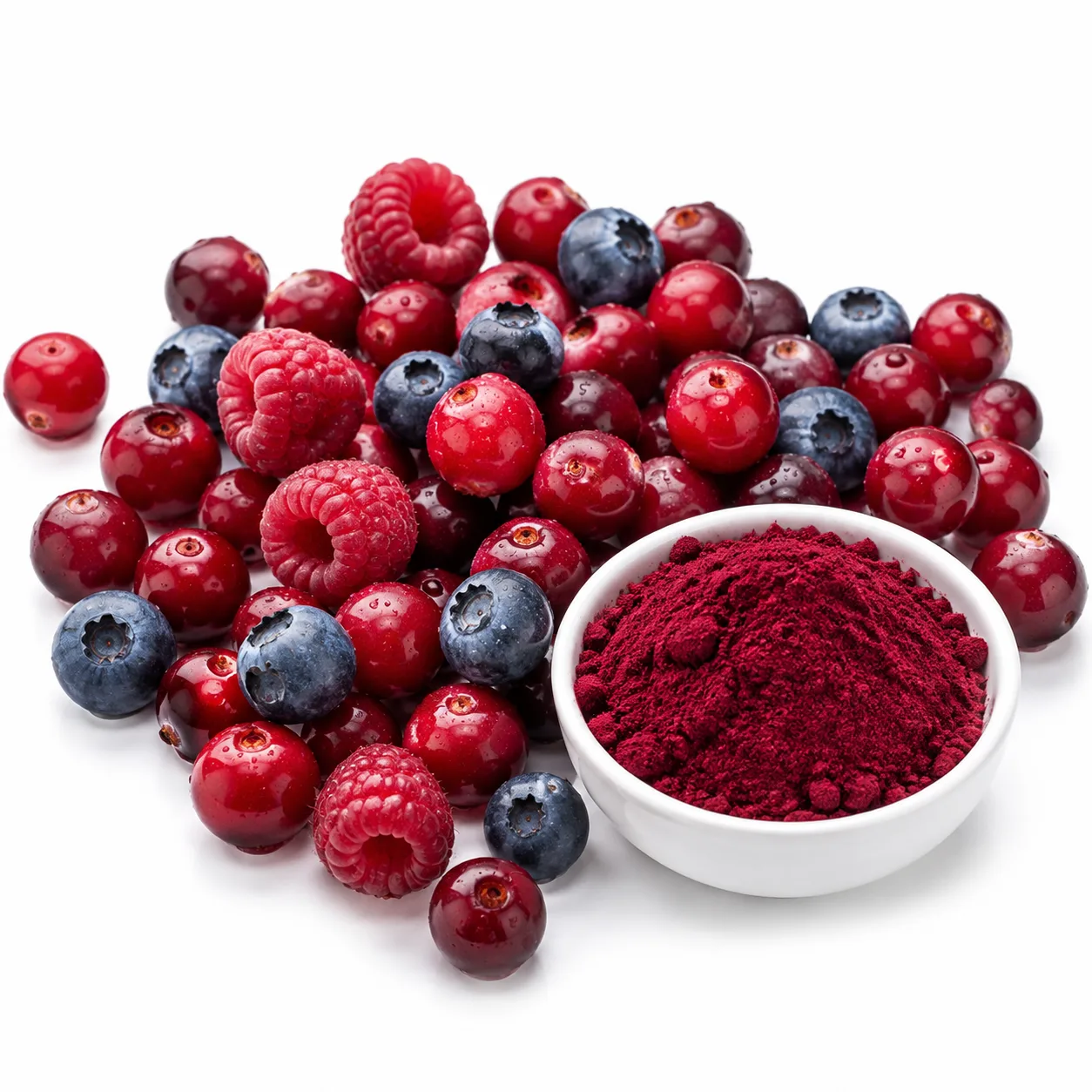 Cranberry dan beri campuran dengan serbuk jus