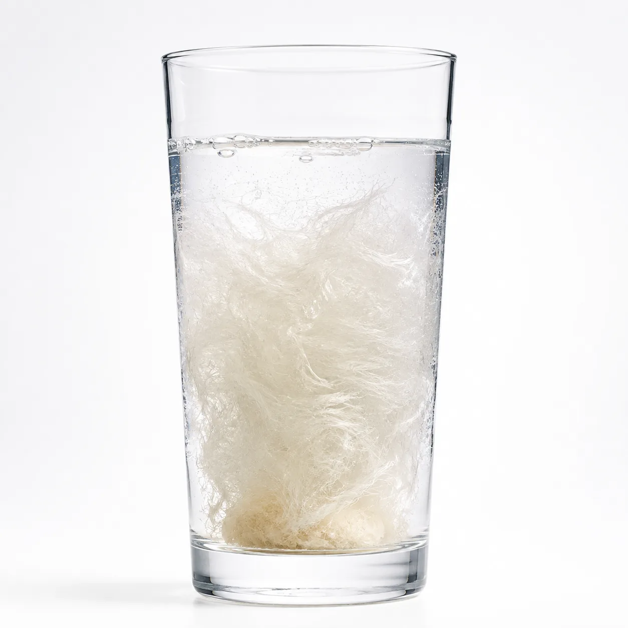 Serbuk glucomannan mengembang jadi gel dalam gelas air