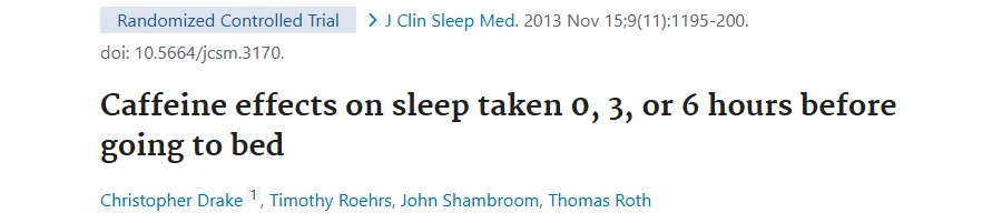 Tajuk kajian kafein dan tidur di PubMed
