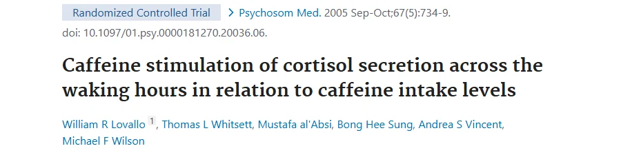 Tajuk kajian kafein dan cortisol di PubMed